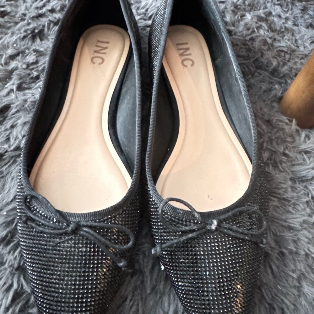 INC International Concepts Women's Sparkling Black Flats